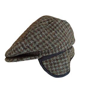Vintage Eddie Bauer Harris Tweed Wool Newsboy Cabbie Thinsulate Ear Cover Cap L